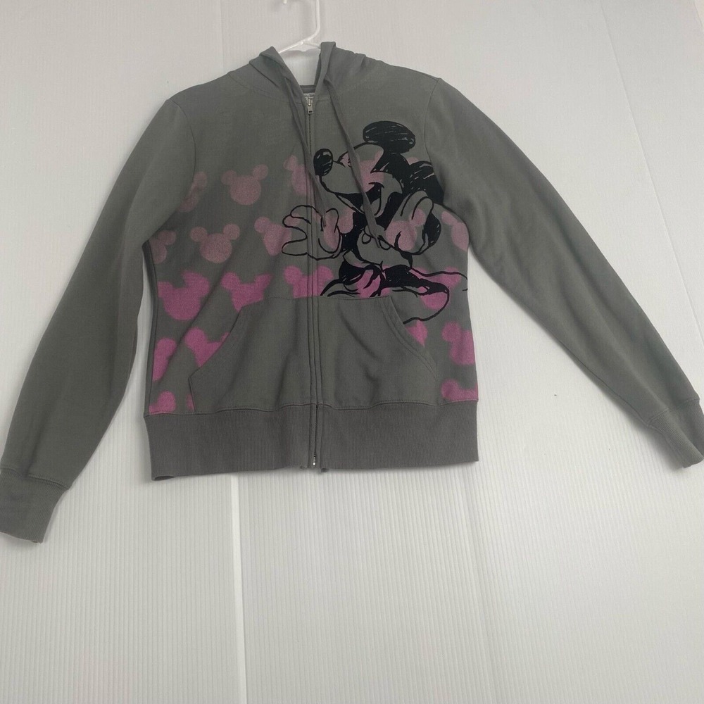Walt Disney World Disneyland Mickey Mouse Gray‎ Zip-Up Sweatshirt Large.Hoddie
